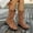 Brown, variant on Women's Mid Calf Boots Fashion Slouchy Ruched Suede Round Toe Slip On Flats Ankle Booties Casual Winter Khaki 9(42)