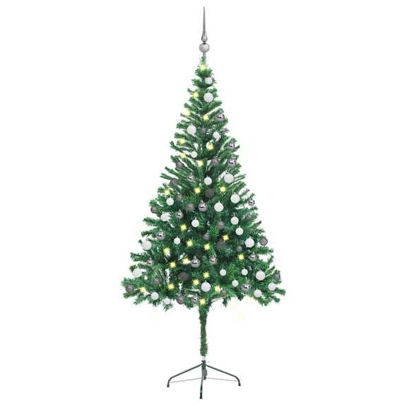 vidaXL Christmas Tree Holiday Artificial Xmas Tree with LEDs and Ball Set