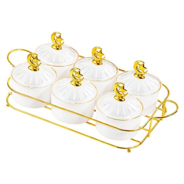 Bandeja para frutos secos, bandeja para servir dividida con soporte, bandeja para servir aperitivos blanco