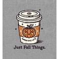 thumbnail image 2 of Just Fall Things Pumpkin Spice Latte Youth Heather Gray Crew Neck Short Sleeve Tee-Medium, 2 of 4