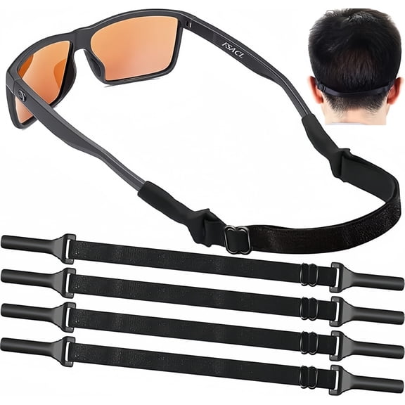 Adjustable Glasses Strap - 4 Pack No Tail Eyeglass Straps, Universal Fit Rope Eyewear Retainer, Sport Unisex Sunglass