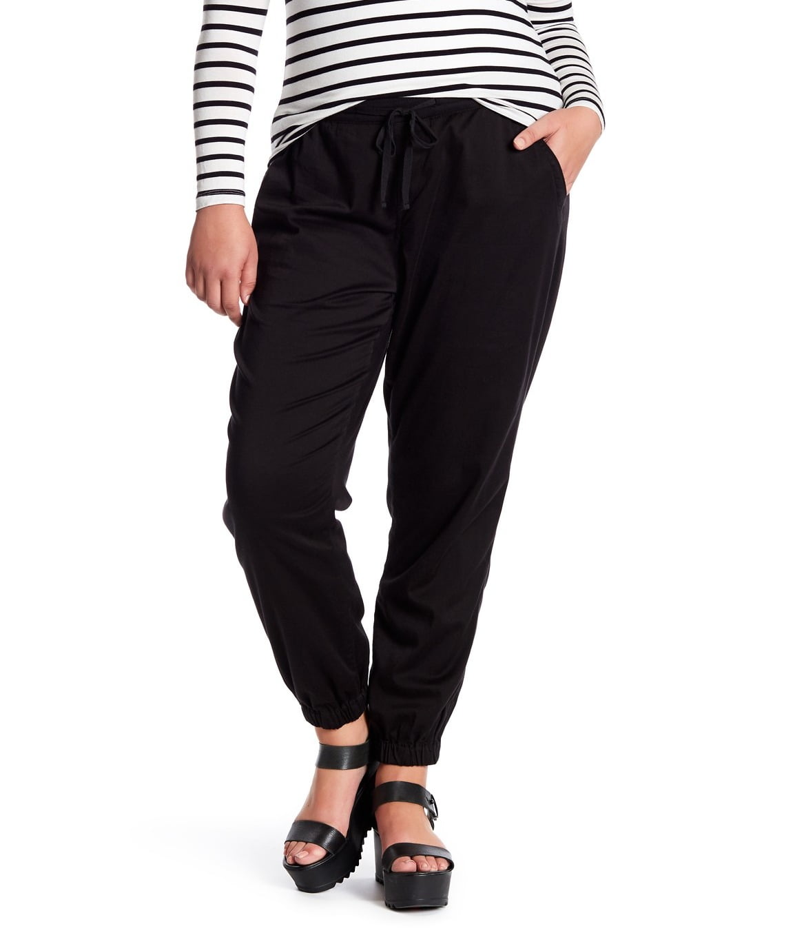 black jogger pants with pockets