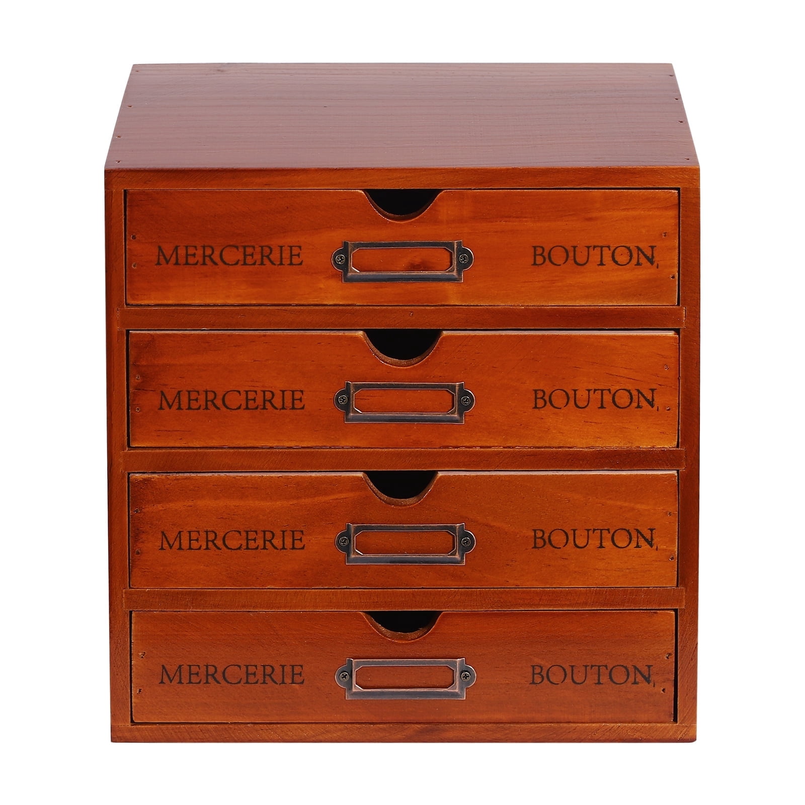 Wooden 15 Drawers Card Drawer Organizer with Catalog Desktop Drawer Organizer, Card Catalog Wooden Desktop Organizer, Tea Coffee Storage Tool