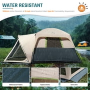 10 Person Family Cabin Tent with Screen Porch Camping Tent for Outdoor Camping Backyard Beige