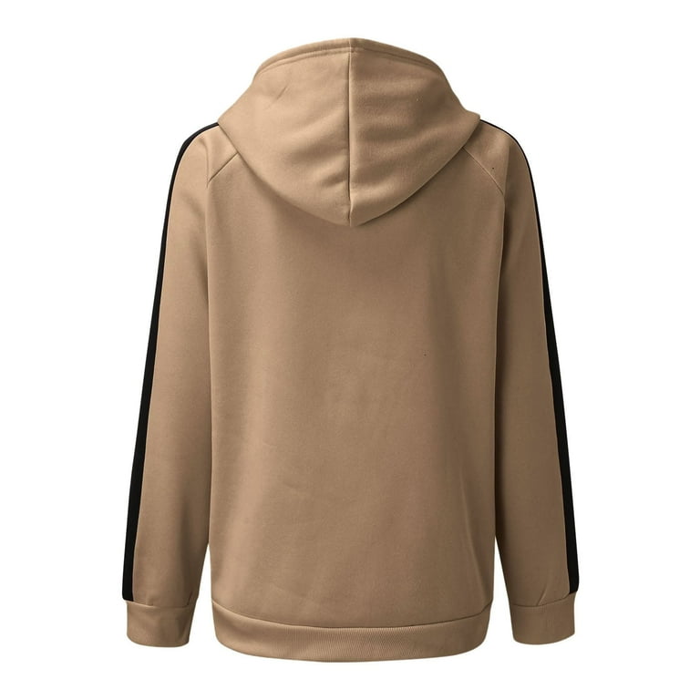 Outfmvch hoodies for women Oversized Half Zip Pullover Sweatshirt Quarter  Zip Hoodie Sweater Teen Girls Fall Clothes womens tops Brown