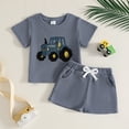 thumbnail image 2 of larppty Toddler Baby Boy Summer Clothes 2 Piece Outfit Knit Truck Shirt Short Sets Little Kids 6 12 18 Months 2T 3T 4T (Z01-Blue, 4-5 Years), 2 of 8