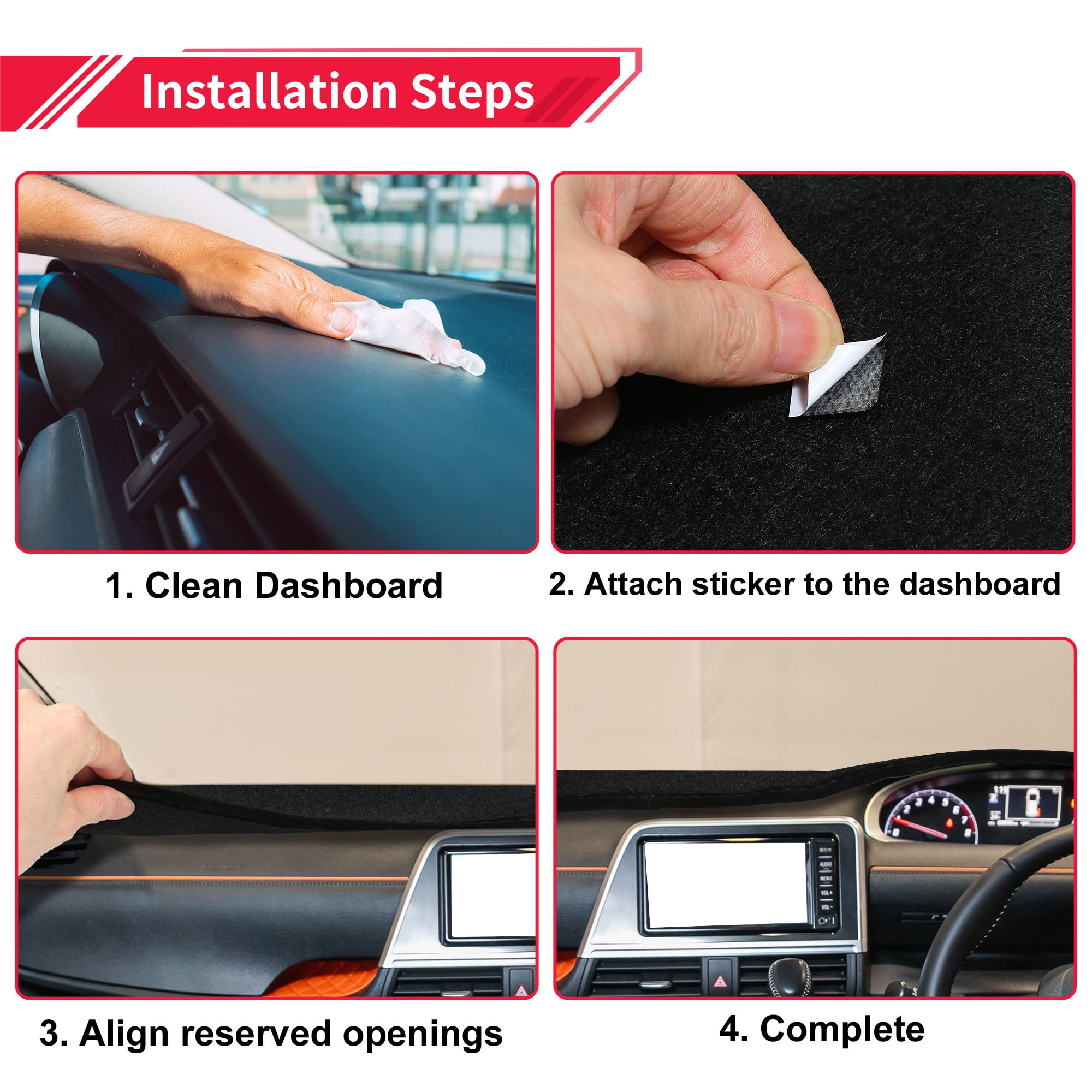 Dashboard Cover Dash Cover Mat Carpet for Lexus RX330 2004-2006 Brown Faux Leather 1 Pc Anti-Slip Car Interior