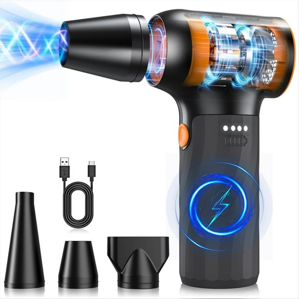 Plumero de Aire Comprimido, Mini Soplador Turbo con Ventilador de 130000 RPM, Soplador de Aire Inalámbrico, para Teclado Seco de Automóvil, PC y Computadora
