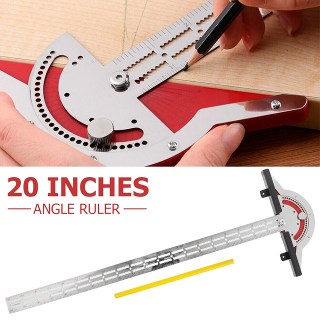 Edge Ruler Buscador De 脕ngulo De Alta Precisi贸n De 20 Pulgadas Metal 0-70 掳 Transportador Ajustable Con Escala Transparente En Forma De T Medidor De 脕ngulo De Carpinter铆a Herramienta De Carpinter铆a