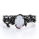 thumbnail image 1 of JeenMata Anillo de Novia con Diseño de Hojas, Estilo Art Déco, con Filigrana Milgrain, Ópalo Welo de Corte Ovalado de 1,5 Quilates y Moissanita, Chapado en Oro Negro de 18 K sobre Plata, 1 of 6