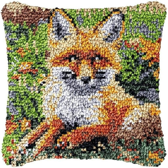 ShowNiceArt Latch Hook Kits Pillow, Fox | Latch Pillowcase Sofa Decoration 43x43cm