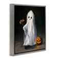 thumbnail image 3 of Stupell Industries Vintage Halloween Ghost & Pumpkin Gray Framed Floater Canvas Wall Art design by Lindsay Kivi Fine Art, 18 x 18, 3 of 9