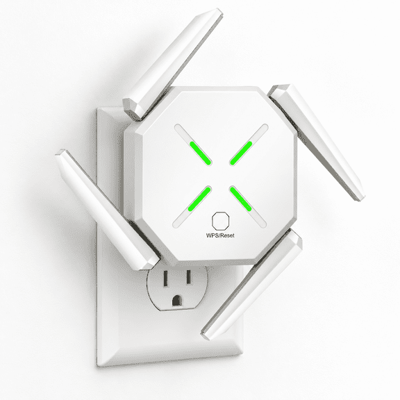 ICREOPRO 1200Mbps WiFi Extender, Dual Band WiFi Range Extender Signal Repeater Booster, 2.4GHz & 5GHz, Wall Plug for Home