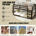 thumbnail image 6 of Bunk Bed Twin Over Twin, Low Twin Size Floor Bunk Beds with Ladder, Solid Wood Junior Bunk Bed fors Teens, No Box Spring Needed-Espresso, 6 of 10