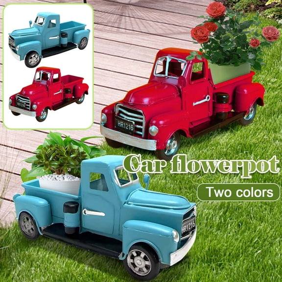 sdhkgrrt under $5 1Pcs Vintage Truck Planter, Vintage Style Truck Garden Decoration,Flowerpot Truck Creative Decor,Retro Pickup Truck Planter,Outdoor Garden Ornament,Metal Farm Truck Decor