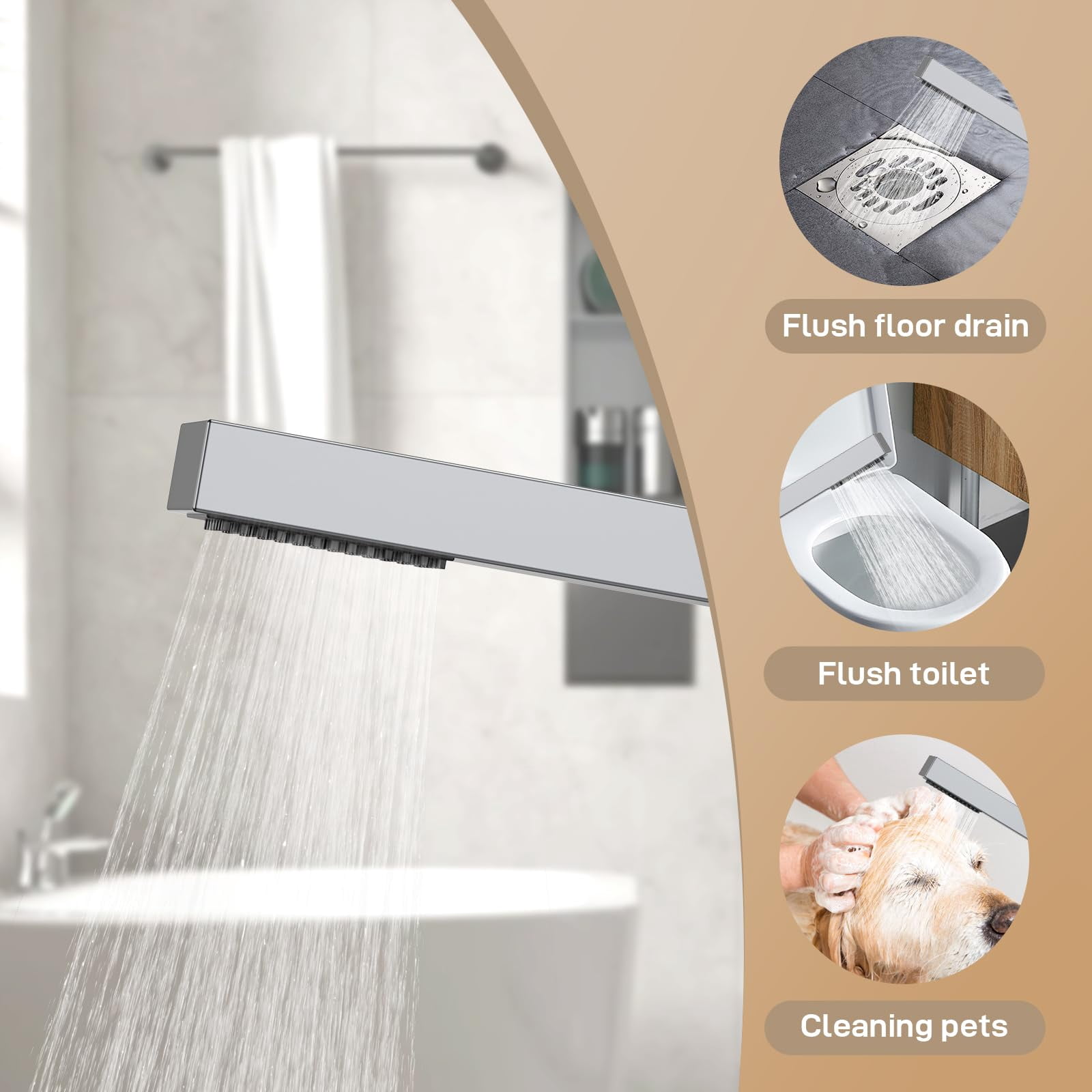 Chrome Freestanding Bathtub Faucet, Floor Mount Tub Filler,Standing Tub Faucet,Single Handle Brass Tap with Handheld Shower and Swivel Mixer Spout