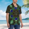 thumbnail image 3 of Fotbe Peacock Feathers Camisa Hawaiana para Hombre Unisex – Camisa Casual de Verano con Botones de Manga Corta de Algodón y Lino,XX-Large, 3 of 7