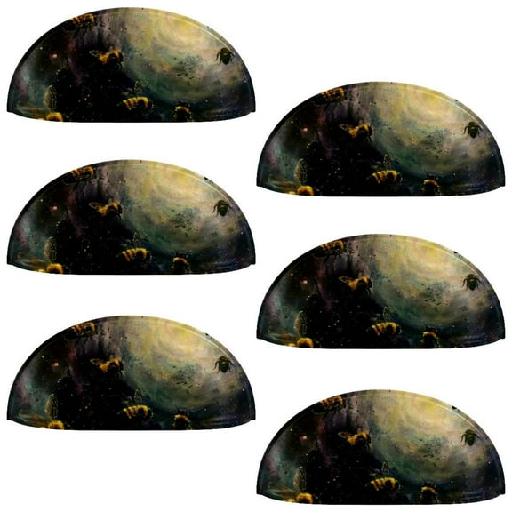 PhooArto 6 Pcs Cup Drawer Pulls, Universe Galaxy Bees Shell Shape Handles Cabinet Knobs for Dresser Cupboard Closet Wardrobe with Screws