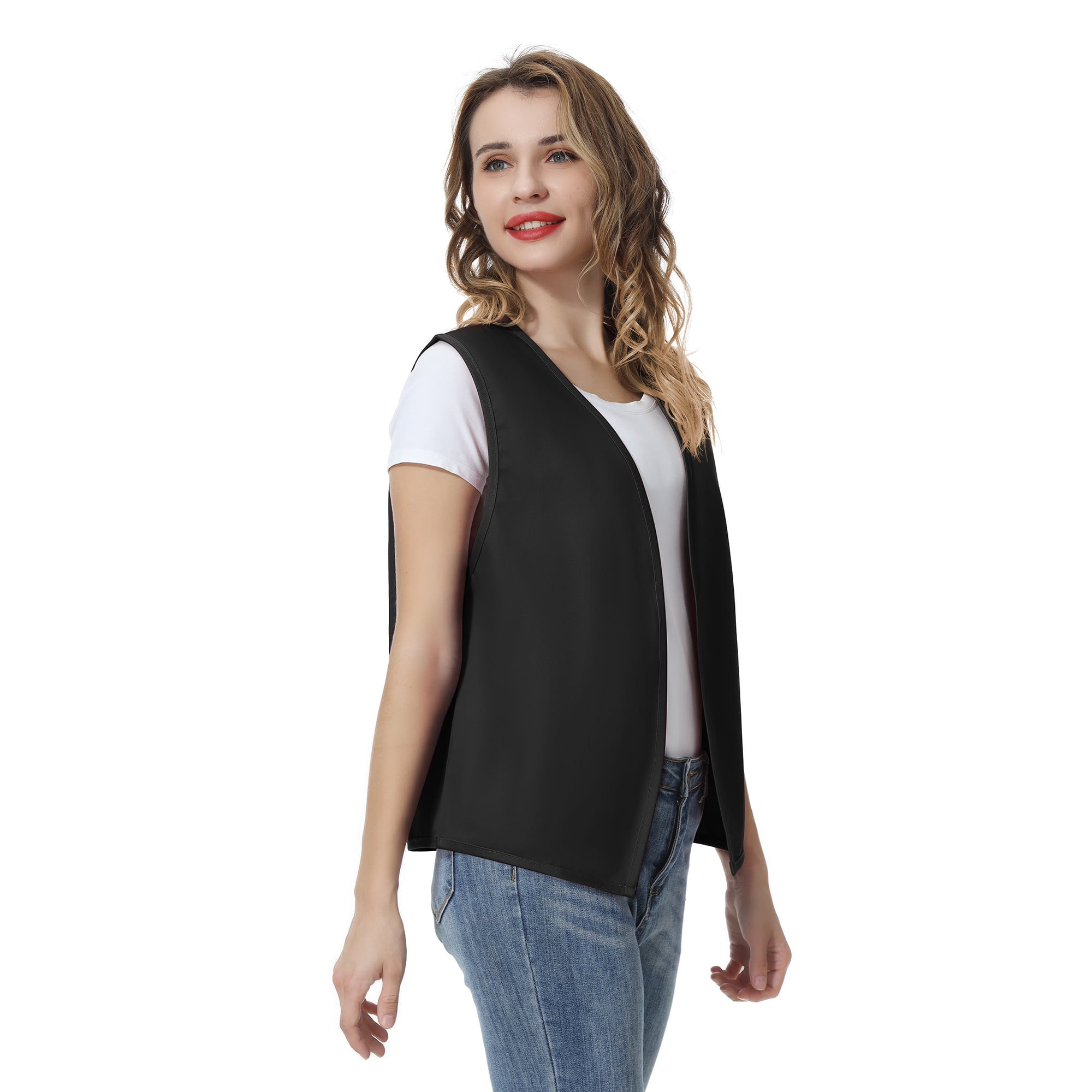 TOPTIE 5 Pack No Pocket Unisex Vest Peasant Costume Vest Volunteer Work Vest-Black-XL