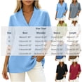 thumbnail image 3 of Women's Summer Shirts Casual Loose V-Neck Fixed Roll Cuff Short Sleeve Solid Color Blouses Lightweight cotton Linen Curved Hem Short Tops for Office Daily Wear, 3 of 7