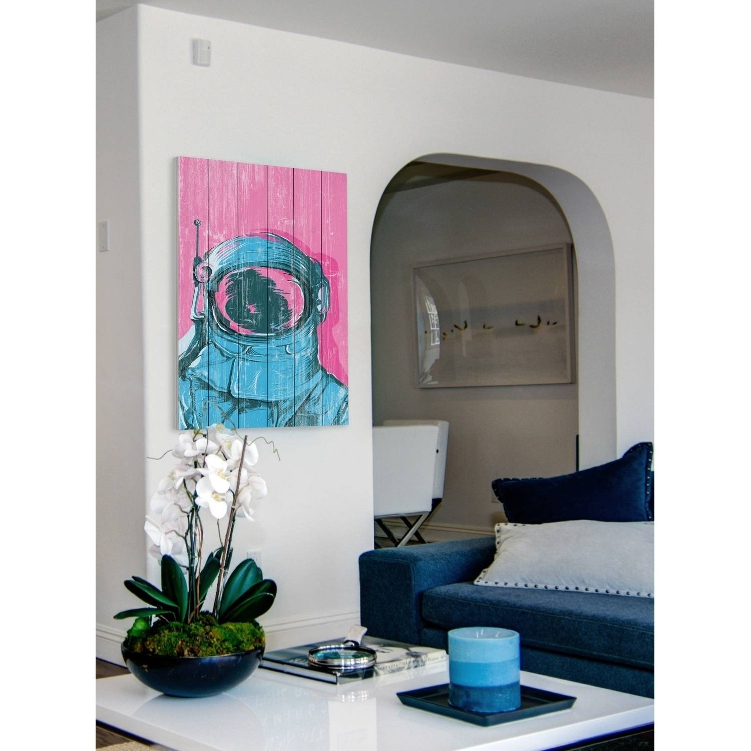 The Astronaut Painting Print on White Wood