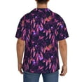 thumbnail image 3 of Naloa Purple Dreamcatcher Men's Loose Fit Cuban Collar Short-Sleeve Shirt, Hawaiian Shirts, Mens Shirts Casual for Everyday Wear Outings-Small, 3 of 5