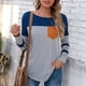thumbnail image 3 of Camiseta de manga larga con rayas azules XXL y cuello redondo informal con dobladillo irregular para mujer, 3 of 6
