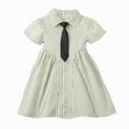 thumbnail image 1 of Gubotare Robes pour Bébé Robe pour Tout-Petit Petite Fille Robe Imprimée Robe Smockée Manches Courtes Col Claudine Robes à Carreaux 5T 6T (Vert,5-6 Ans), 1 of 9