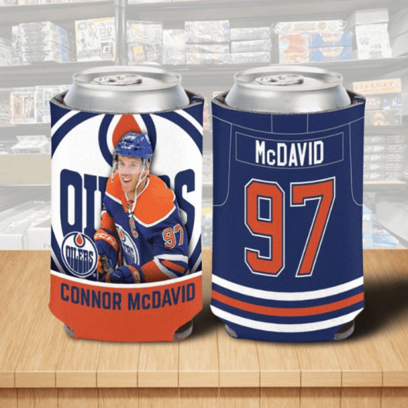 Edmonton Oilers Connor McDavid Hockey Can Cooler 12oz Holder Double Sided