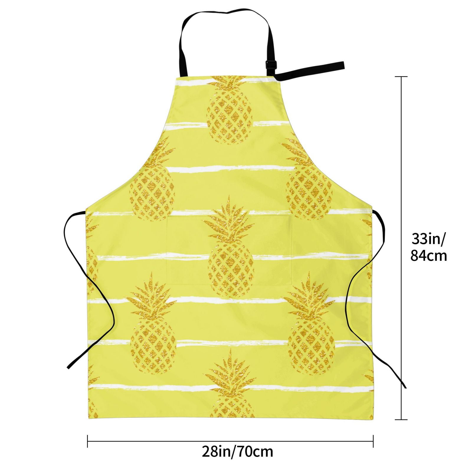 Kdxio Gold Pineapple Apron with Pockets Adjustable Kitchen Aprons for Men Women Waterproof Aprons for Cooking,Drawing,Crafting, Baking Household Cleaning