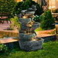 thumbnail image 6 of Haverchair 5-Tier Cascading Rock Outdoor Water Fountain, Garden Freestanding Birds Waterfall Fountains Outdoor with LED Lights Birds Decor, Stacked Stone Outdoor Fountains for Garden Patio, 26"H, 6 of 9