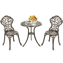 Resenkos Outdoor Cast Aluminum Dining Set for Patio or Deck, 3-Pcs Set, Leaf Bronze