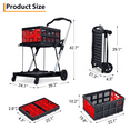 thumbnail image 2 of Collapsible Shopping Cart with Wheels, 198 LBS Capacity Portable Grocery Cart with Removable Storage Crate, 2 Tier Utility Cart for Home, Red, 2 of 3