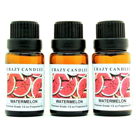 Crazy Candles Watermelon 3 Bottles 1/2 FL Oz Each (15ml) Premium Grade Scented Fragrance Oil Made in USA