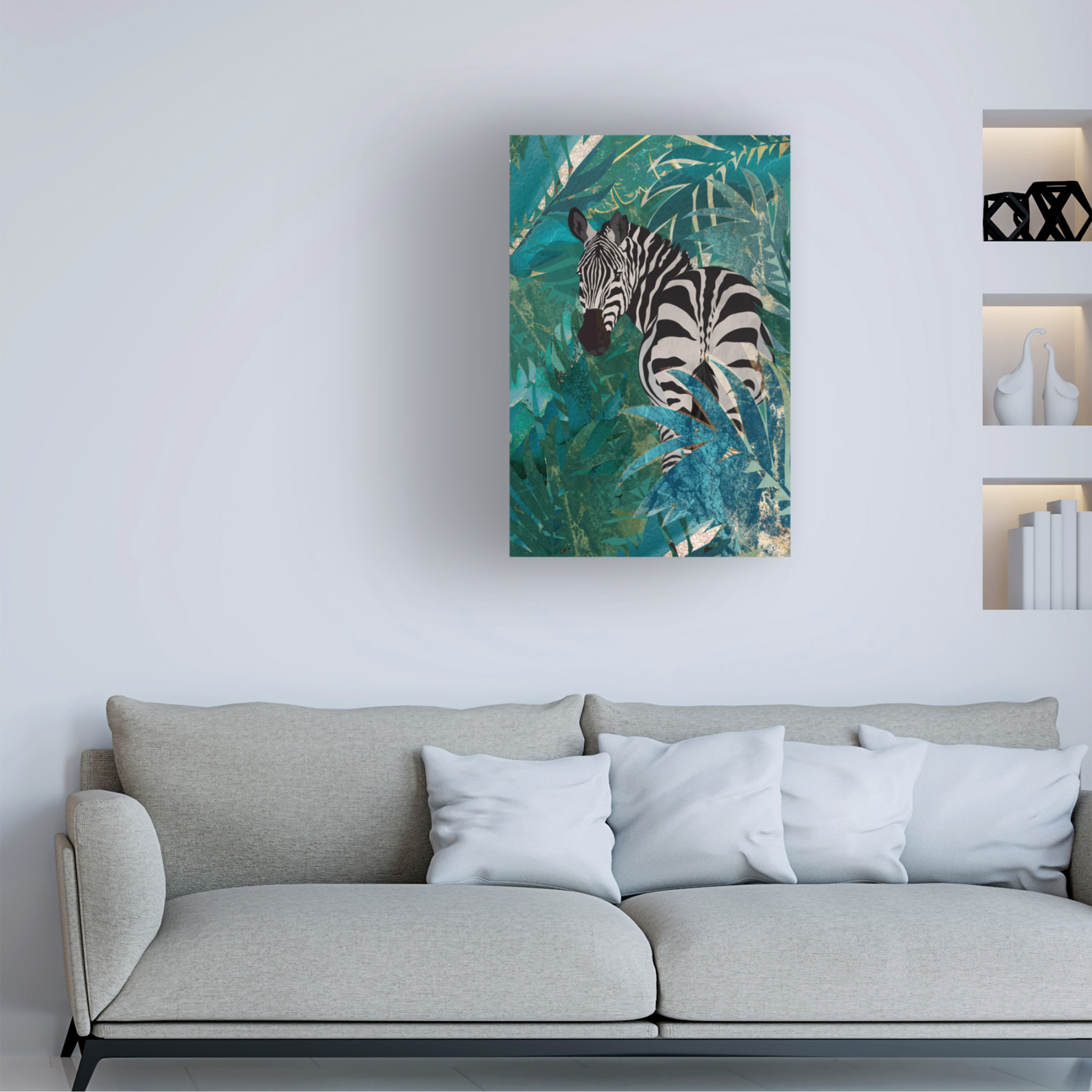 Trademark Fine Art Sarah Manovski  Zebra in the jungle 1 Canvas Wall Art