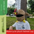thumbnail image 4 of Cartoon Rooster Plush Motorcycle Helmet Cover - Unisex Rabbit Fur Headgear Accessory for All Helmet Types, Fun Personality-Adding Head with Durable Comfort, In-Stock Ready-to-Ship (Turkey Design,, 4 of 6