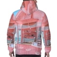 thumbnail image 7 of Kdxio Pastel Pink Beach Cafe Print Mens Casual Hooded Collar Drawstring Hoodies Pullover Sweatshirts Casual Long Sleeve Shirts-X-Large, 7 of 7