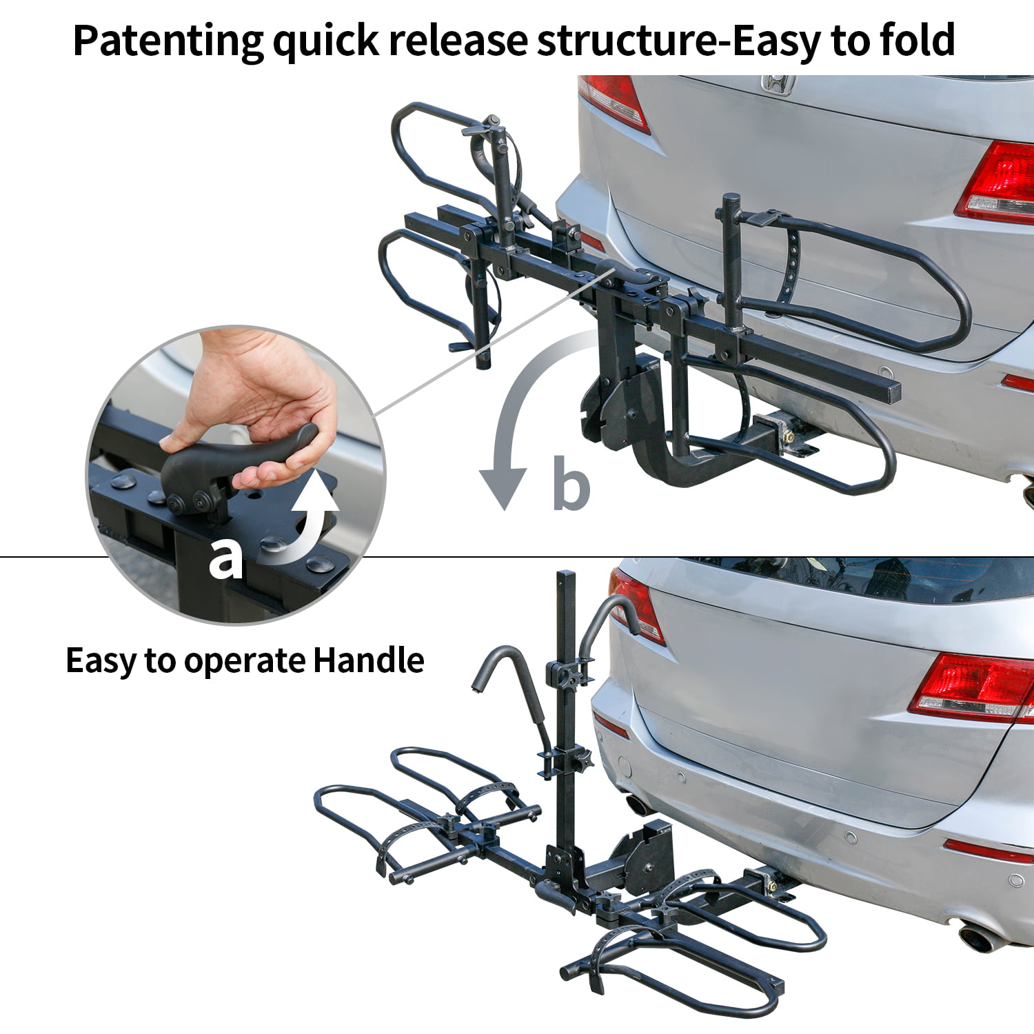 Leader Accessories Hitch Mounted 2 Bike Rack Bicycle Carrier Racks Foldable R.. for sale online 