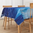 thumbnail image 4 of 60x84inches Ocean Waves Table Cloths Blue Sea Waves Wipeable Tablecloth Waterproof Fabric Rectangle Table Cover for Kitchen Dining Room Summer Themed Party Decoration Indoor Outdoor Use, 4 of 5