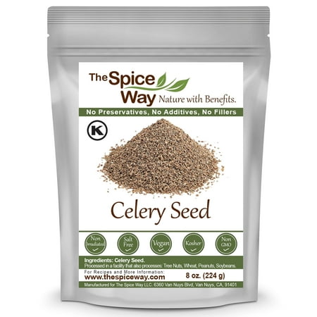 The Spice Way Celery Seeds - Middle Eastern, Asian, and American cuisine Spice Blend – All Natural – Resealable Pouch - 8 Oz.