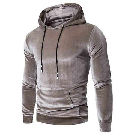 

Simplmasygenix Hoodies for Men Plus Size Men s Casual Fashion Autumn Winter Warm Pure Gold Velvet Hoodie Blouse