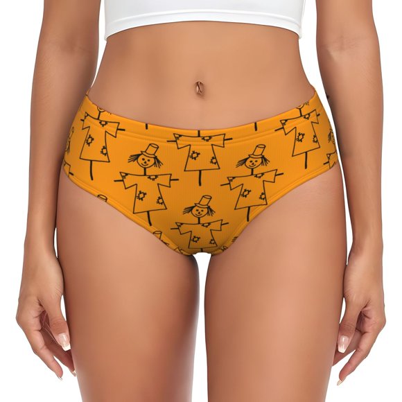 Fotbe Fall Cute Simple Scarecrow Calzones Estampados para Mujer – Ropa Interior de Algodón, Cómoda, Suave y Elástica-Medium