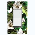 thumbnail image 1 of Metal Light Switch Plate Cover Plant Leaves White Flowers FLW051, 1 of 13