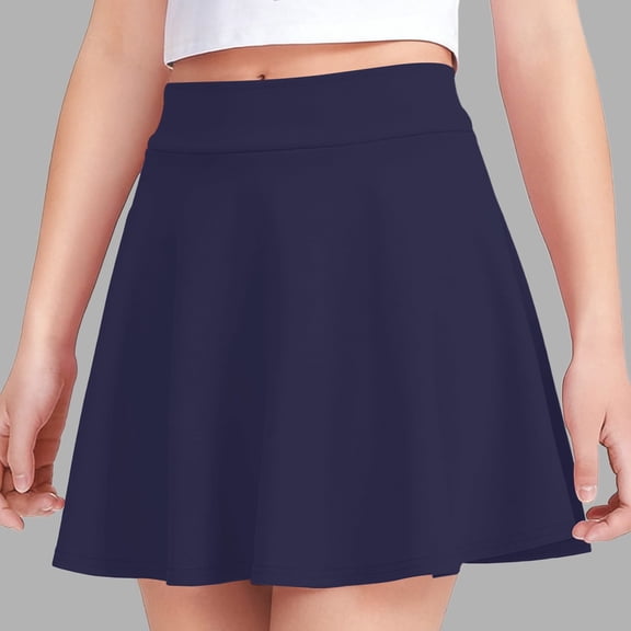 Wovilon Girls Solid Color Mini Skirt with Elastic Waist, Flared A-Line School Uniform Skort, Casual Summer Short Skirt for Kids and Teens, Everyday Wear Bottoms