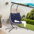 thumbnail image 2 of Double Egg Chair with Stand, Indoor Outdoor Hanging Wicker Rattan Patio Basket Swing Chair, Handwoven UV & Rust Resistant Iron Frame with Water Resistant Cushion,600 lbs Capacity, 2 of 4