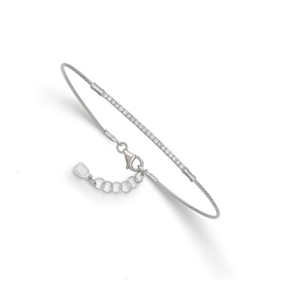 Auriga 14k White Gold Diamond Bar 7 inch with 1 inch ext. Wire Bracelet for Women