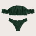 thumbnail image 4 of Levmjia Womens Ruffled Lace Lingerie Set Off Shoulder Bandeau Bra Bikini Brief Soft Stretch Breathable Lace Casual Romantic Date Night Solid Color, 4 of 9