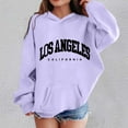 thumbnail image 2 of SGMVNU Girls Sweatshirt Hooded Oversized Trendy Long Sleeve Fashion Winter Cute Hoodies Sweater Preppy Teen Girl Fall Clothes Purple Size 9-10 Years, 2 of 5