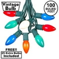 thumbnail image 1 of 100 Foot C9 Multi Ceramic Christmas String Light Set - Outdoor Christmas Light String - Christmas Tree Lights - Opaque Christmas Bulbs - Roofline Light String - Outdoor String Lights - Green Wire, 1 of 7