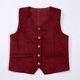 thumbnail image 4 of Tiijoy Toddler Boys Retro Cowboy Vest Suede Leather V Neck Button Down Waistcoat Sleeveless Top, 4 of 8